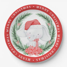 Prato De Papel Natal de Elefante Branco