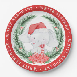 Prato De Papel Natal de Elefante Branco