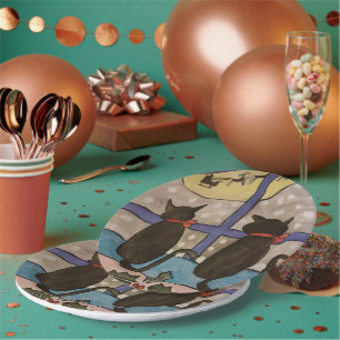 Prato De Papel Natal de Gato Negro