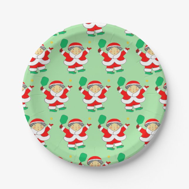 Prato De Papel Natal de Pickleball (Frente)