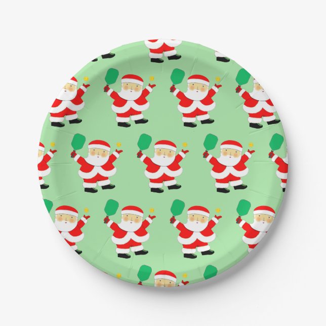 Prato De Papel Natal de Pickleball (Frente)