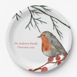 Prato De Papel Natal do RedBreast Robin Bird