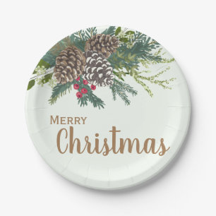 Prato De Papel Natal dos cones e das hortaliças do pinho