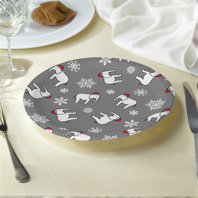 Prato de Papel Natal Elefante Branco (Cinza) (Criador carregado)