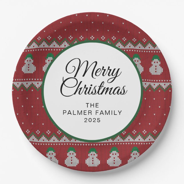Prato De Papel Natal Feio Simples e Elegante | Nome Personalizado (Frente)