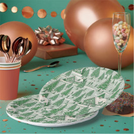 Prato De Papel Natal Festa Toile Verde Vintage