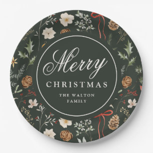Prato De Papel Natal Festivo Botânico de inverno Personalizado