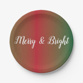 Prato De Papel Natal Festivo Verde, Cinza Vermelha Fade Festivo