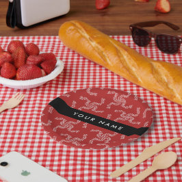 Prato De Papel Natal Garland, Red, Seu nome, Personalize