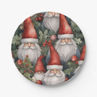 Prato De Papel Natal Gnomos Aquarela