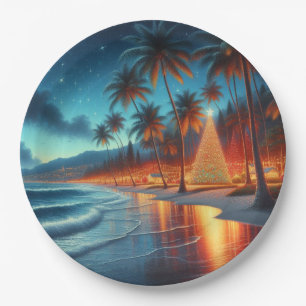 Prato De Papel Natal havaiano/tropical