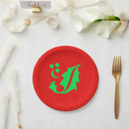 Prato De Papel Natal Holly Red Green 4Geri