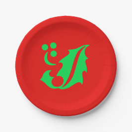 Prato De Papel Natal Holly Red Green 4Geri