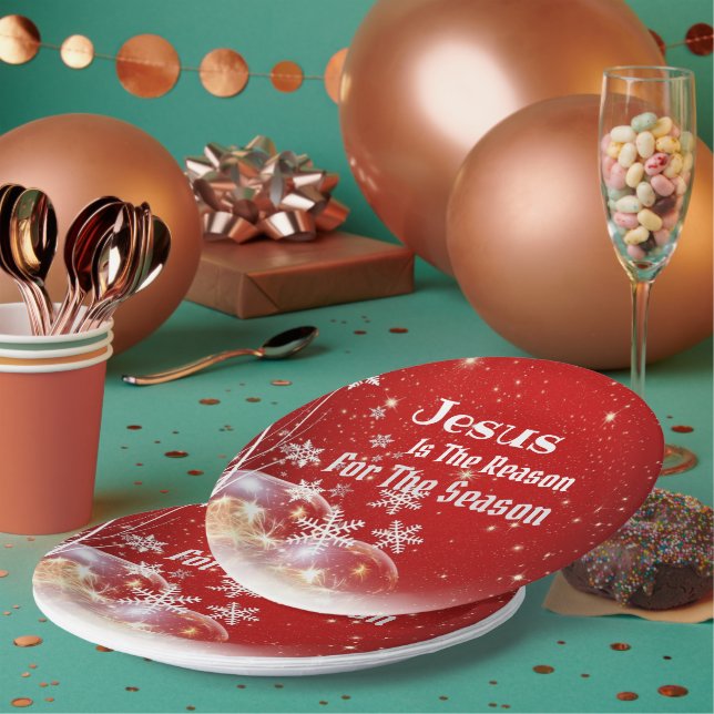 Prato de Papel Natal Jesus É a Razão 9" (Múltiplo)