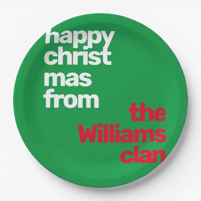 Prato De Papel Natal - Mínimo e Simples Partido Moderno Vermelho  (Frente)