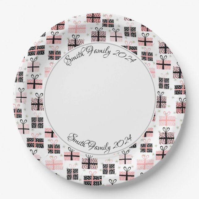 Prato De Papel Natal Moderno Personalizado (Frente)