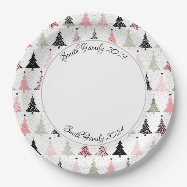 Prato De Papel Natal Moderno Personalizado (Frente)