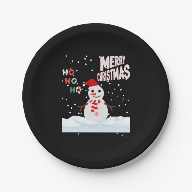 Prato De Papel Natal O Papel Snowman Plates (Frente)