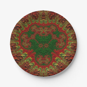 Prato De Papel NATAL ~ Ouro vermelho invulgar - fractal ~