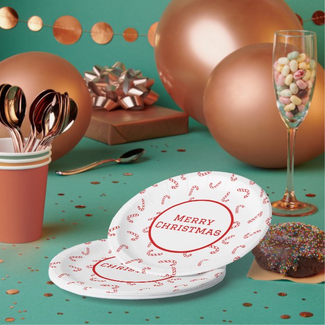Prato De Papel Natal Personalizado de Cana de Açúcar (Múltiplo)