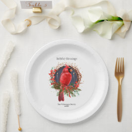 Prato De Papel Natal Red Cardinal Yule Solstice Boho Holiday