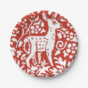 Prato De Papel Natal Red Deer Woodland Forest