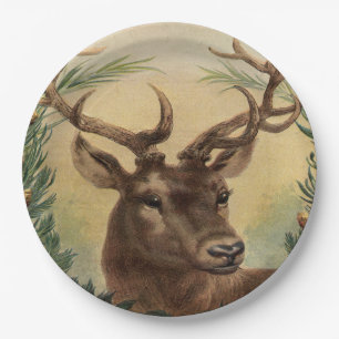 Prato De Papel Natal rústico da natureza do veado do fanfarrão