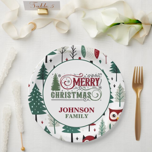 Prato De Papel Natal Vermelho e Verde Vintage (Casamento)