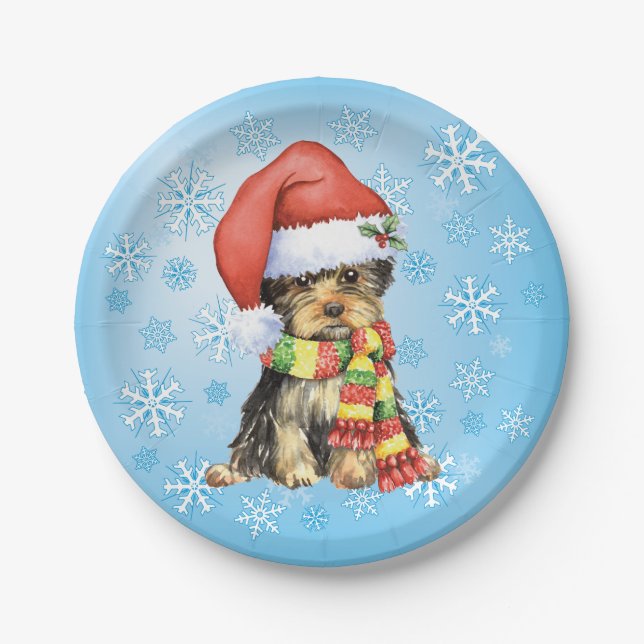 Prato De Papel Natal Yorkie (Frente)