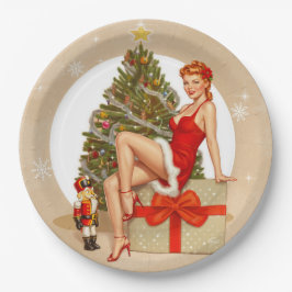 Prato de Papel Natalino Sweet Retro Pinup