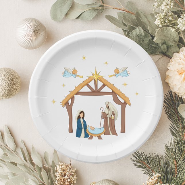 Prato De Papel Natividade de Natal Bonita (Nativity Christmas Plate)