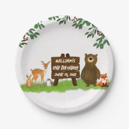 Prato De Papel Nature Rustic Woodland Party Forest Animals 