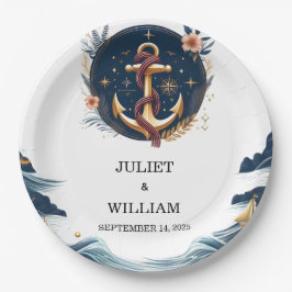 Prato De Papel Naufrágio Náutico Azul Marinho Náutico Naufrágio D