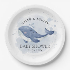 Prato De Papel Nautical Whale Baby Shower Paper Plate