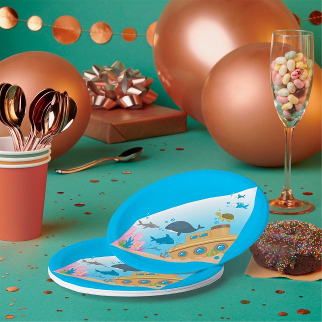 Prato De Papel Navio E Peixe Suspenso (Criador carregado)