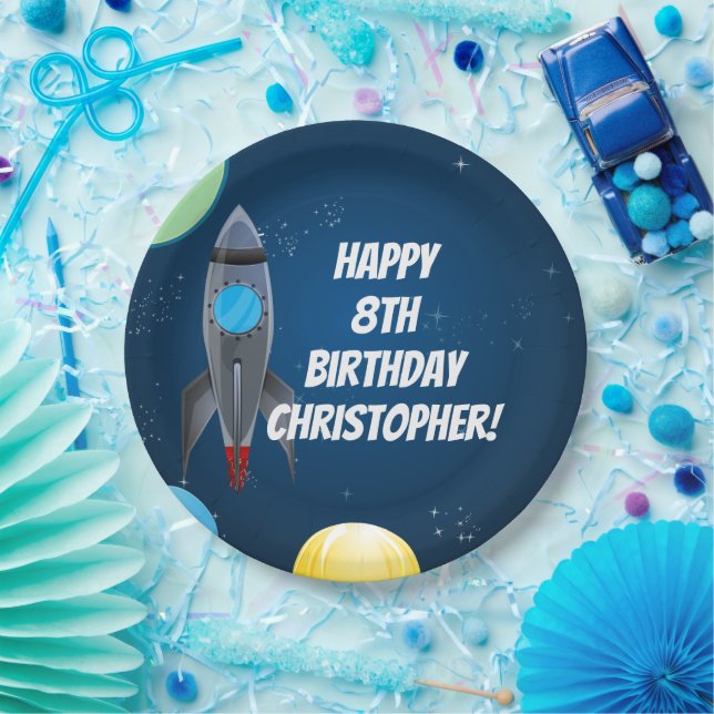 Prato De Papel Navio Foguete de Espaço Exterior (Festa)