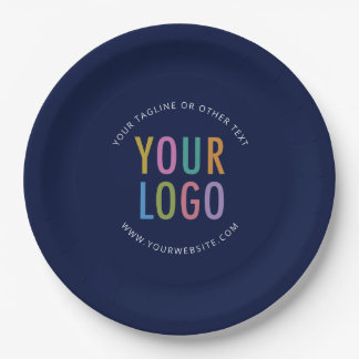 Prato De Papel Navy Blue Paper Plates Custom Business Logo Bulk
