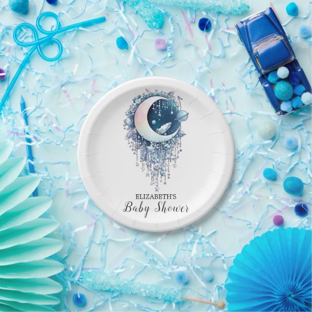 Prato De Papel Nebula Outerspace Stars Chá de fraldas (Festa)