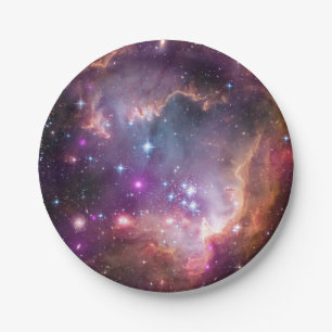 Prato De Papel Nebulosas Roxas Galácticas do Espaço Exterior