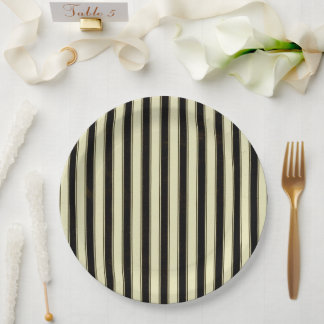 Prato De Papel Negra e Creme Pinstripe Roupa Elegante P