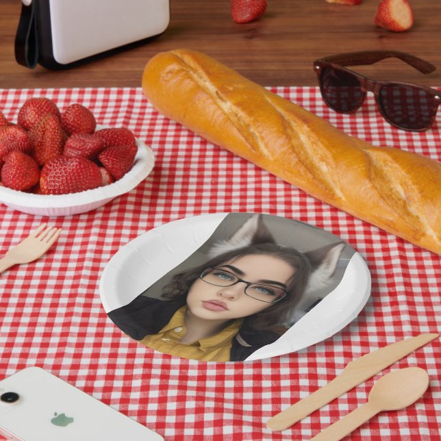 Prato De Papel Neko Wolf Girl Plates (Piquenique)