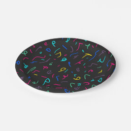 Prato De Papel Neon Bright Marks on Black