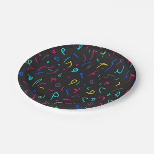 Prato De Papel Neon Bright Marks on Black