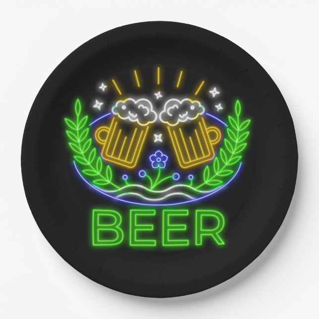 Prato De Papel Neon do Festival da Cerveja Oktoberfest (Frente)