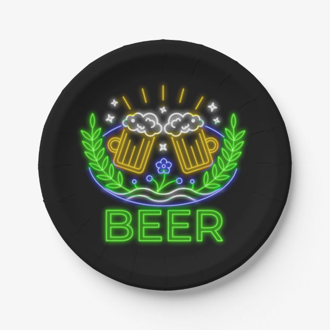 Prato De Papel Neon do Festival de Cerveja da Oktoberfest (Frente)