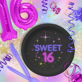 Prato De Papel Neon Glow Sweet 16 ID760