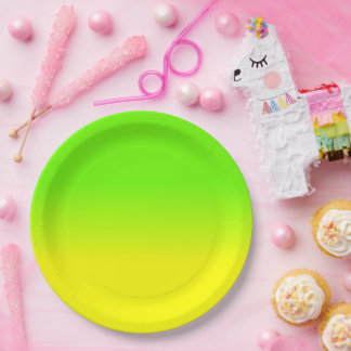 Prato De Papel Neon Green and Neon Yellow Ombré  Shade Color Fade