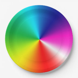 Prato De Papel Neon Rainbow Vortex