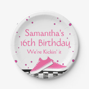 Prato De Papel Neon Sneaker Birthday, Glitter