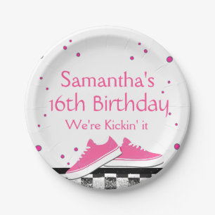 Prato De Papel Neon Sneaker Birthday, Glitter